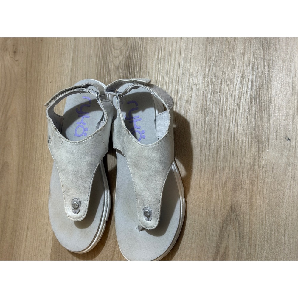 Ryka Margo Sandals Womens 6.5W Silver Metallic Thong Slingback Comfort Walking - Picture 5 of 7